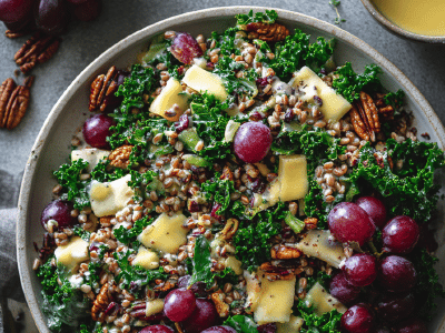 Wheat Berry Kale Salad Greek Yogurt Dressing