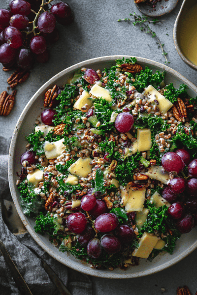 Wheat Berry Kale Salad Greek Yogurt Dressing
